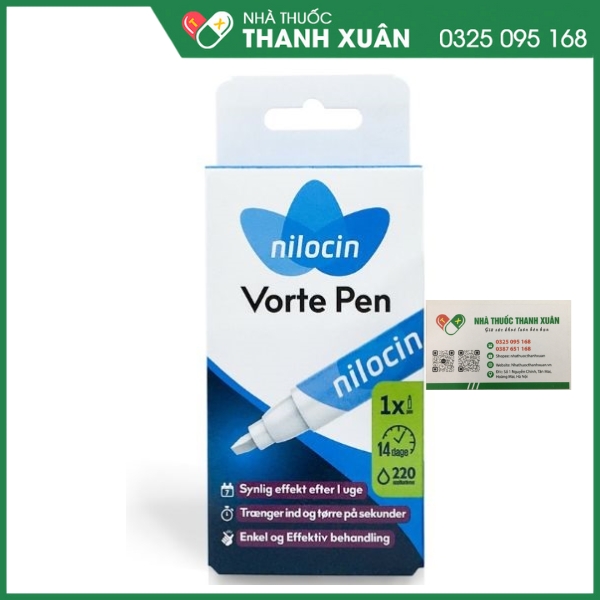 Nilocin Vorte Pen - Điều trị mụn cóc, mụn cơm ở bàn tay, bàn chân, cánh tay và chân